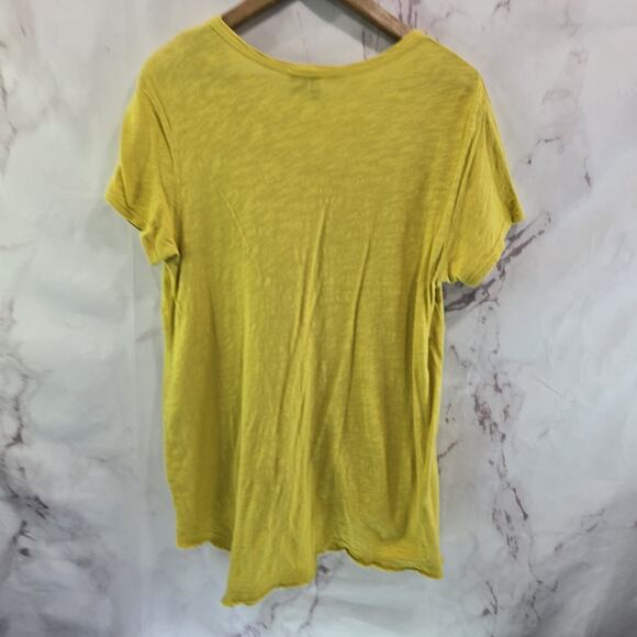 Anthropologie T Shirt Womens Medium Yellow Scoop Tunic Flowy Left Of Center - Picture 6 of 9